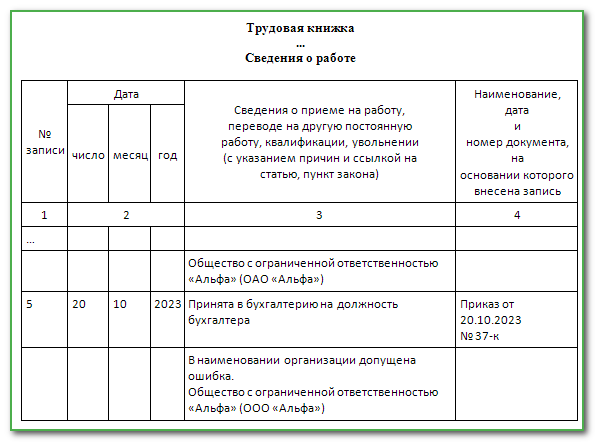 Как исправить запись в трудовой