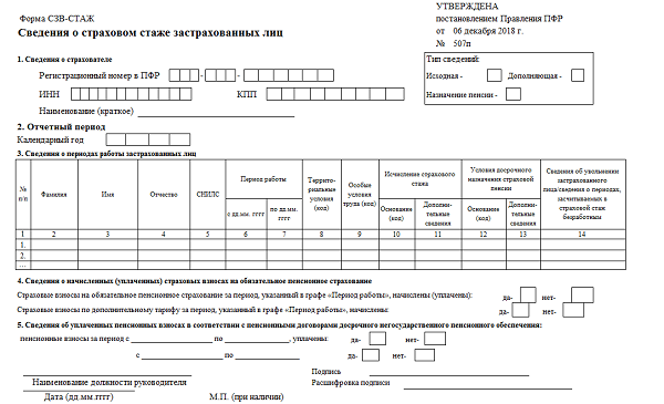 Где в 1с сзв стаж при увольнении