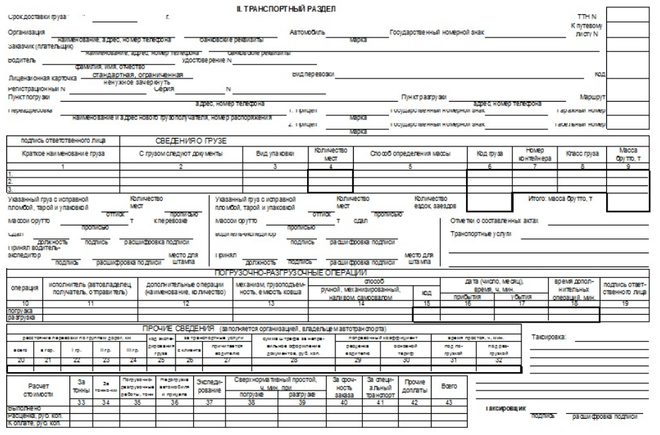 Транспортная накладная с 2022 года новая образец заполнения эксель