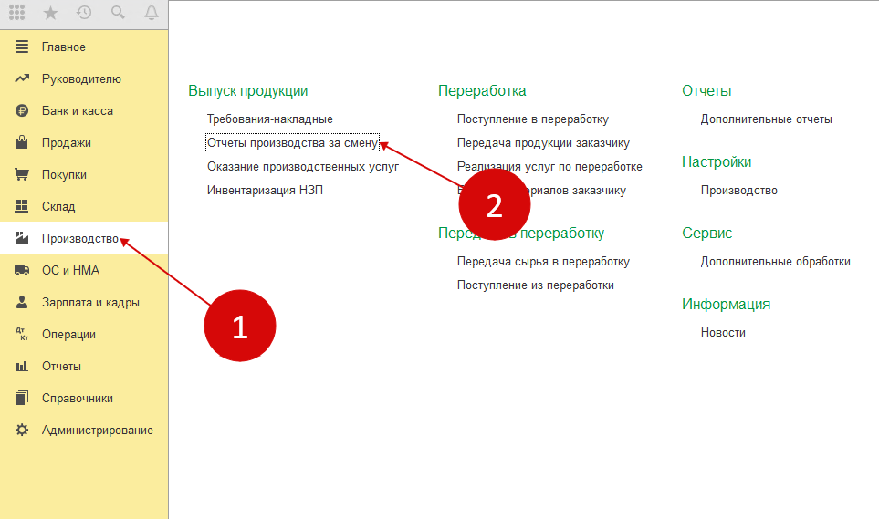 1с бухгалтерия отчет производства за смену нет суммы