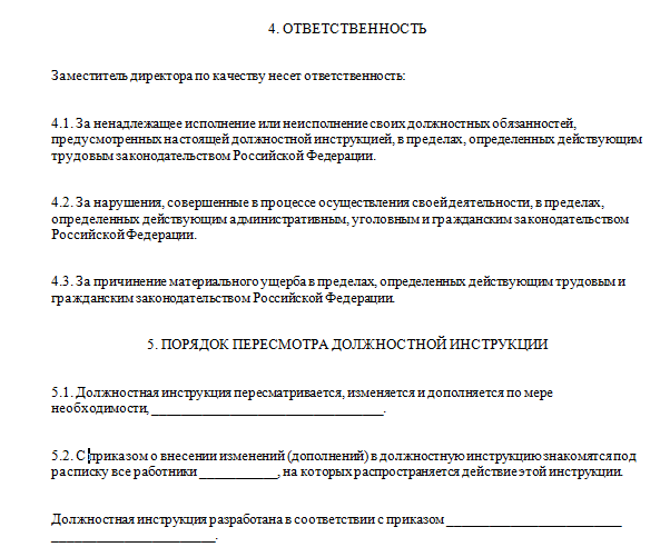 Должностная инструкция первого заместителя генерального директора образец