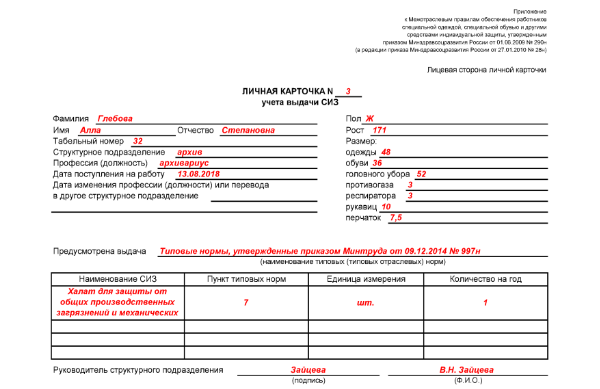 Приказ на выдачу спецодежды в организации образец