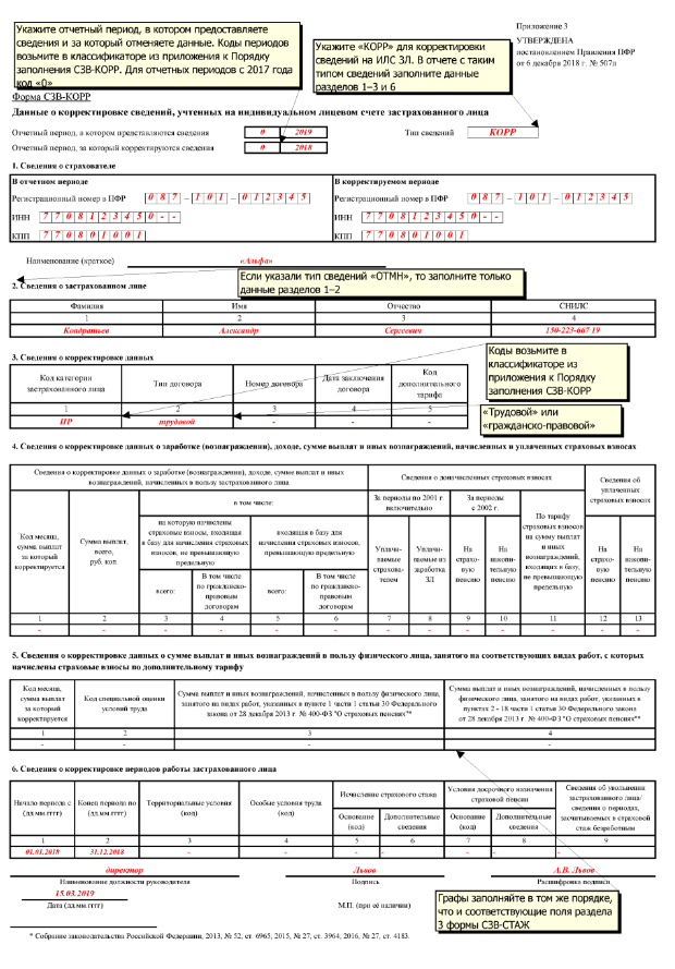 Корректировка сзв. СЗВ-корр в 2021 году форма. СЗВ-корр образец заполнения. СЗВ-стаж корр образец заполнения 2019. СЗВ-стаж корректирующая образец.