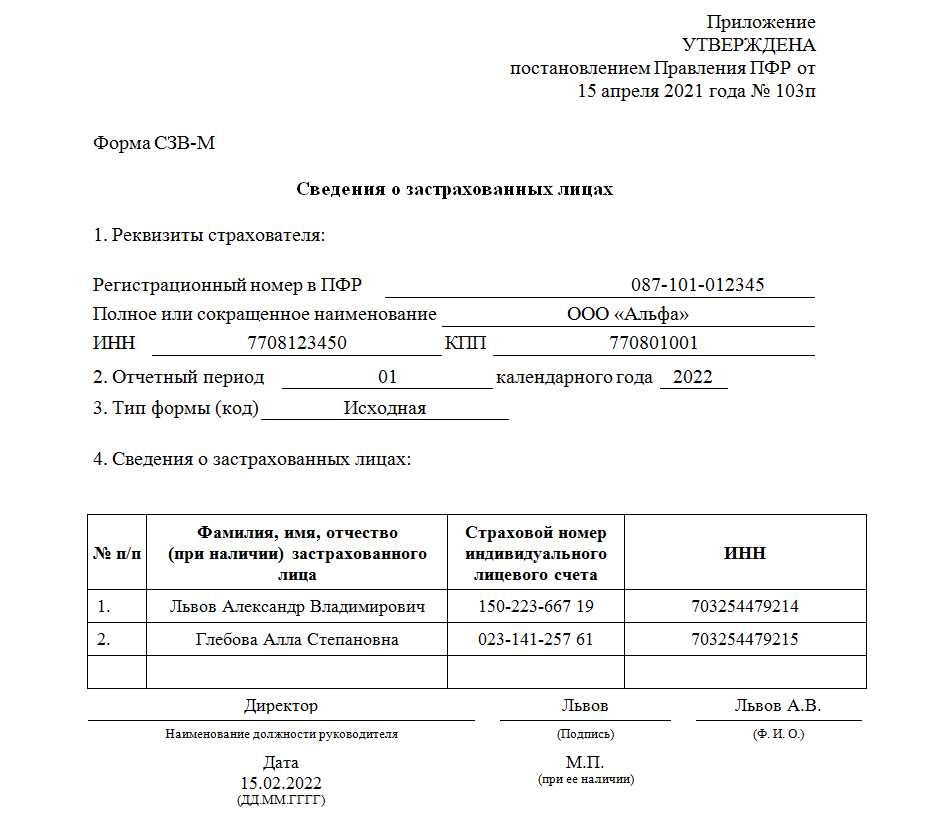 Образец заполнения сзв стаж за 2022 год в 2023 году