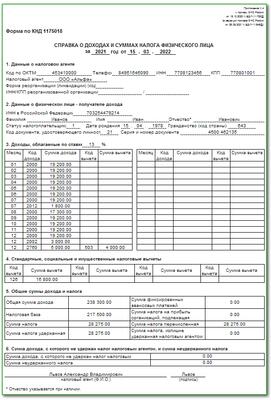 2 ндфл за 2022 год образец заполнения