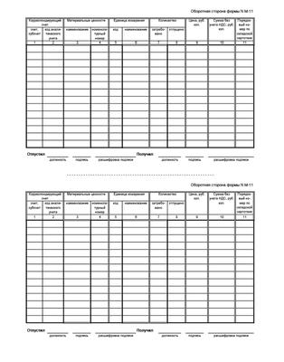 Требование накладная м11 образец заполнения