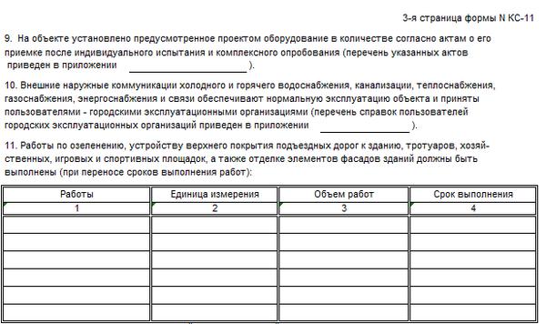 Образец заполнения кс 11