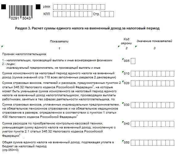 Признак налогоплательщика в декларации. Декларация по вмененке для ИП.