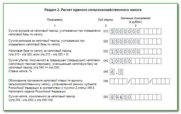 Налоговая декларация по есхн образец