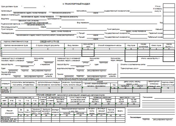 Правильное заполнение ттн заполненный образец 2022 года