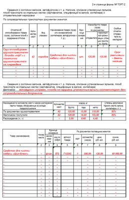 Накладная торг 2 образец